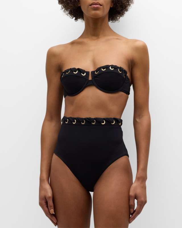 Alight Eyelet High-Waist Bikini Bottoms